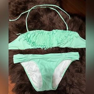 Victoria’s Secret lime fringe bandeau bikini. Size M.